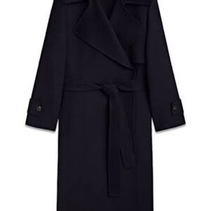 Massimo Dutti Long trench-effect wool blend coat